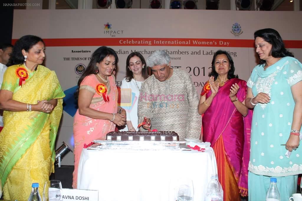 Nita Ambani, Javed Akhtar at IMC Ladies wing International Women's Day conference in Trident, Mumbai on 3rd March 2012