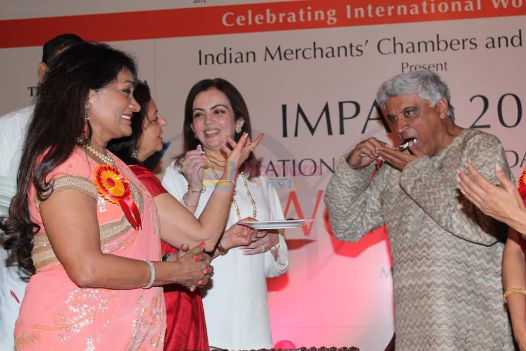 Nita Ambani, Javed Akhtar at IMC Ladies wing International Women's Day conference in Trident, Mumbai on 3rd March 2012