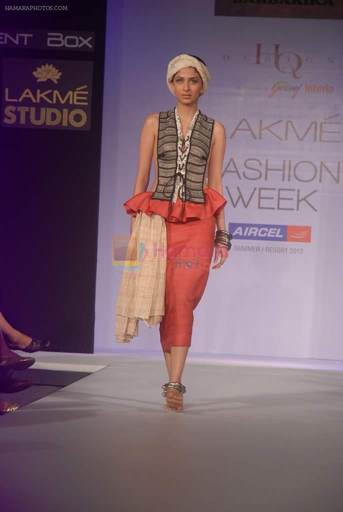 Model walk the ramp for Barbarika by Anjana Seth Show at lakme fashion week 2012 Day 3 in Grand Hyatt, Mumbai on 4th March 2012
