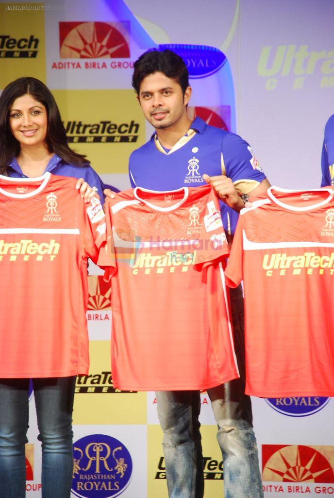 Shilpa Shetty, Sreesanth  at the launch of Ultratech cement jersey for Rajasthan Royals in J W MArriott on 5th March 2012