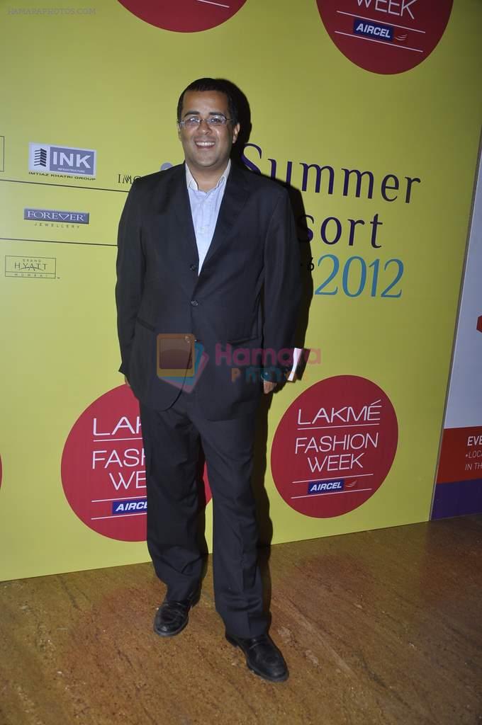 Chetan Bhagat at Day 4 of lakme fashion week 2012 in Grand Hyatt, Mumbai on 5th March 2012