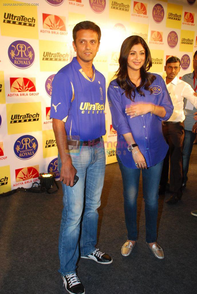 Shilpa Shetty, Rahul Dravid at the launch of Ultratech cement jersey for Rajasthan Royals in J W MArriott on 5th March 2012