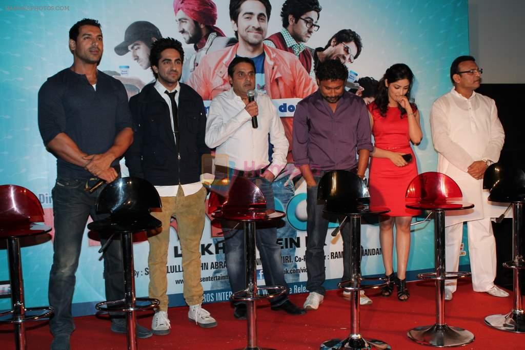Ayushmann Khurrana, Yami Gautam, John Abraham, Annu Kapoor, Shoojit Sircar at the first look at Vicky Donor film in Cinemax on 7th March 2012