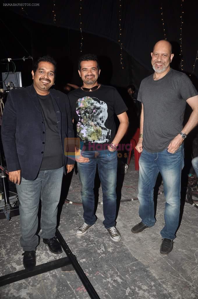 Shankar Ehsaan Loy  on the sets of NDTV show with Raveena in Yashraj on 7th March 2012