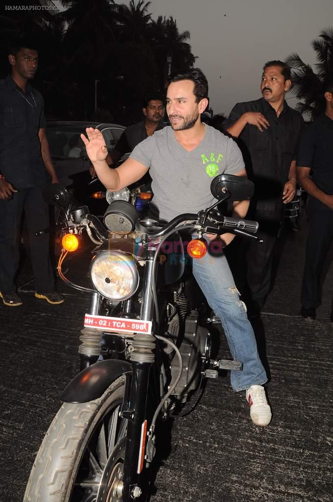 Saif Ali Khan takes a bike ride to promote agent vinod in Mumbai on 21st March 2012