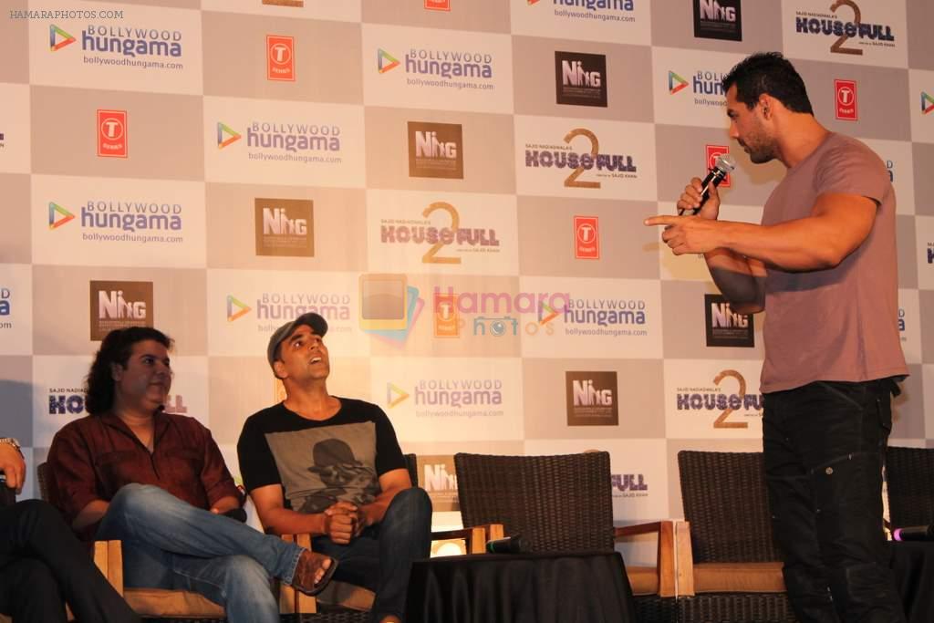 John Abraham, Sajid Khan, Akshay Kumar promote Housefull 2 at the launch of limited edition stocks of BH's Game Of Fame in J W Marriott on 30th March 2012
