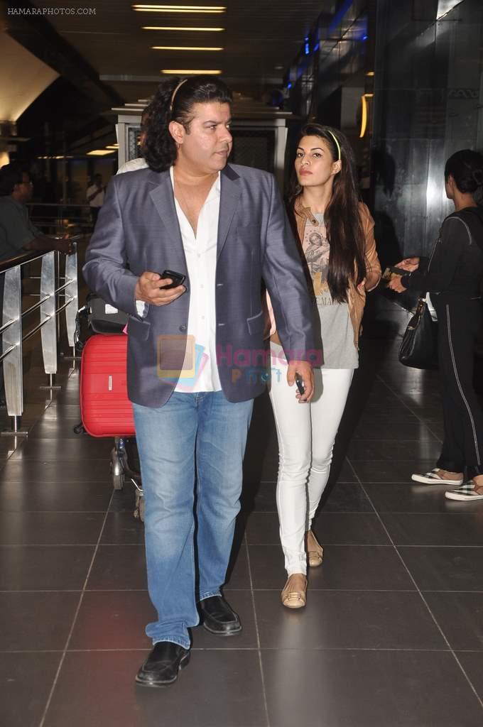Jacqueline Fernandez, Sajid Khan with Housefull 2 Stars snapped at Airport in Mumbai on 4th April 2012