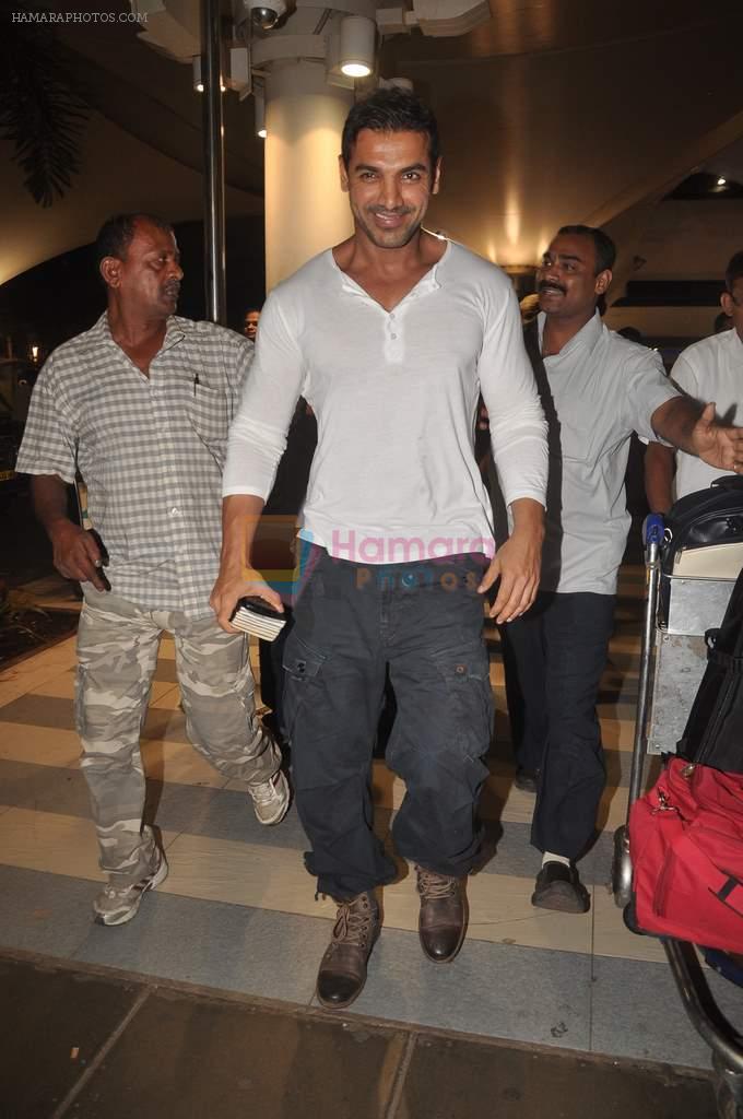 John Abraham with Housefull 2 Stars snapped at Airport in Mumbai on 4th April 2012