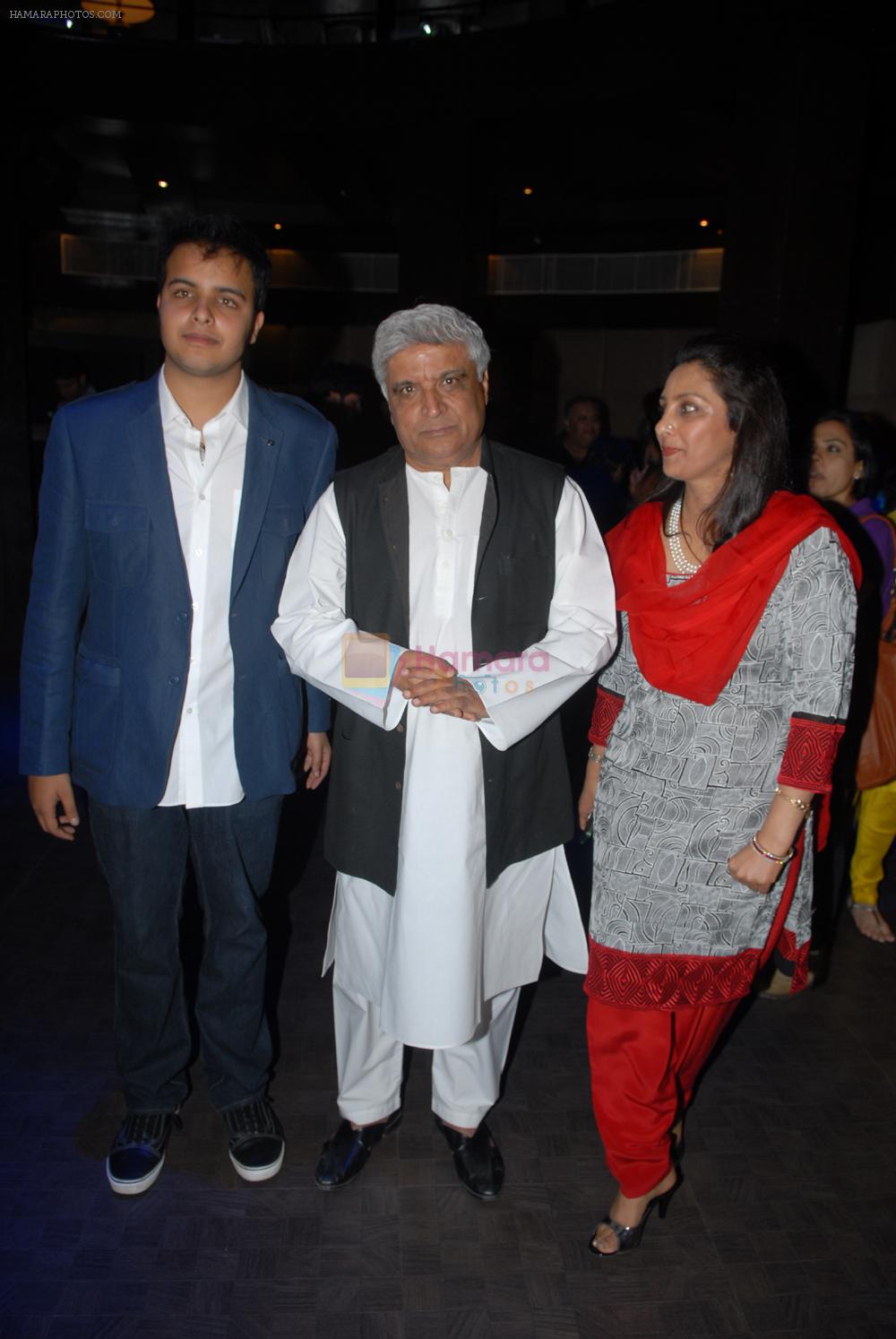 Azaan Khan, Javed Akhtar and Praveen Khan at the launch of singer Azaan Khan's debut album Philo- sufi in New Delhi on 30th March 2012