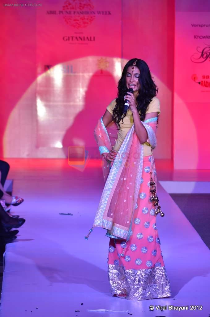 Sarah Jane Dias walk the ramp for Adam Saaks show presented by PushpGanga at ABIL Pune Fashion Weekon 13th April 2012