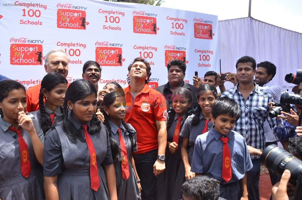Sachin Tendulkar at NDTV Coca Cola Support My School 100th school launch Kandivali, Mumbai on 1st June 2012