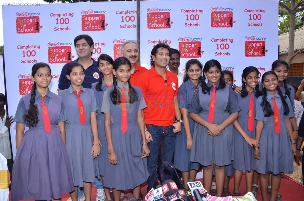 Sachin Tendulkar at NDTV Coca Cola Support My School 100th school launch Kandivali, Mumbai on 1st June 2012