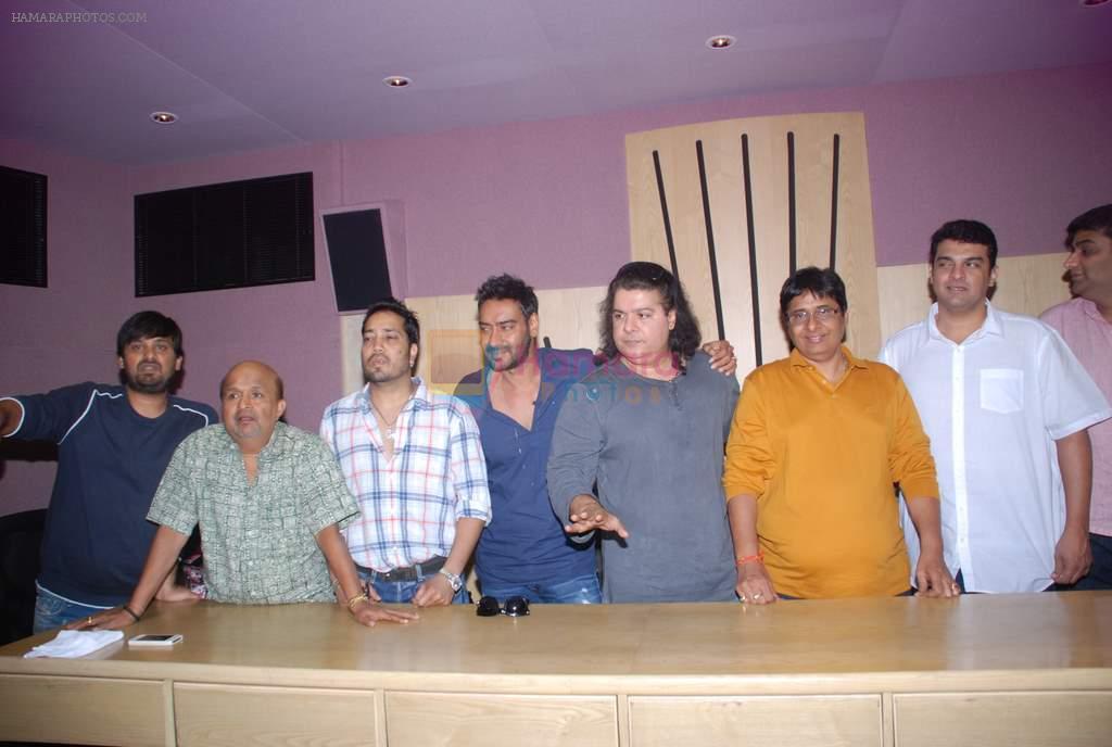Ajay Devgan, Sajid Khan, Sameer, Wajid, Vashu Bhagnani, Mika Singh at the song recording of Himmat Wala on 20th June 2012