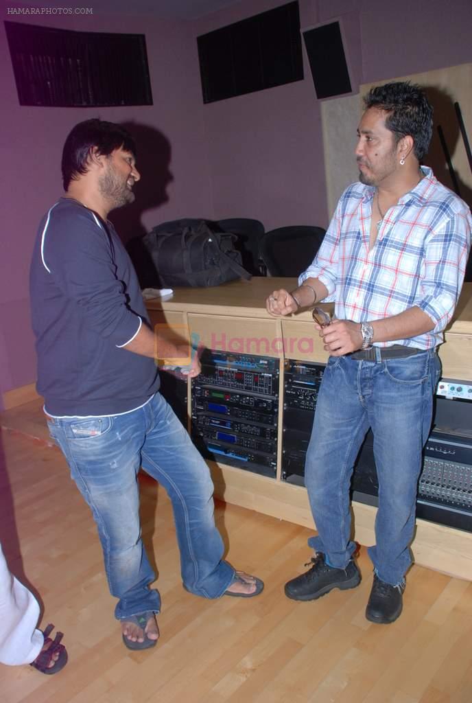 Mika Singh, Wajid at the song recording of Himmat Wala on 20th June 2012