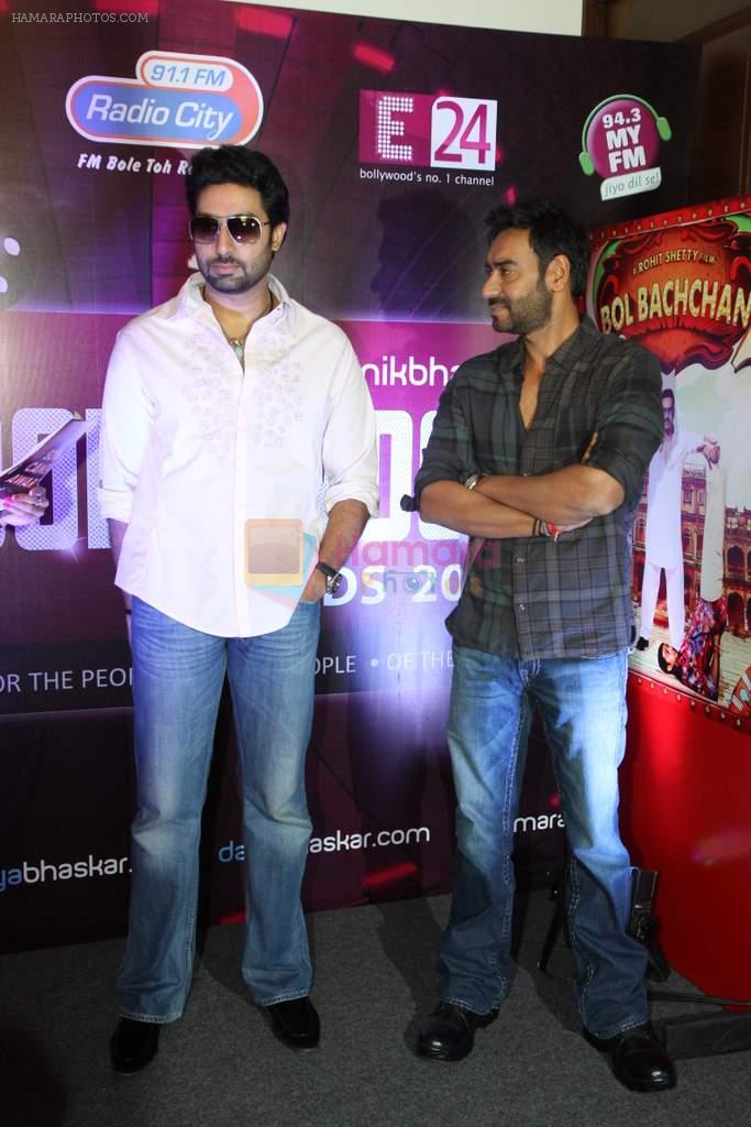 Abhishek  Bachchan, Ajay Devgan at Bol Bacchan promotions in Andheri, Mumbai on 23rd June 2012