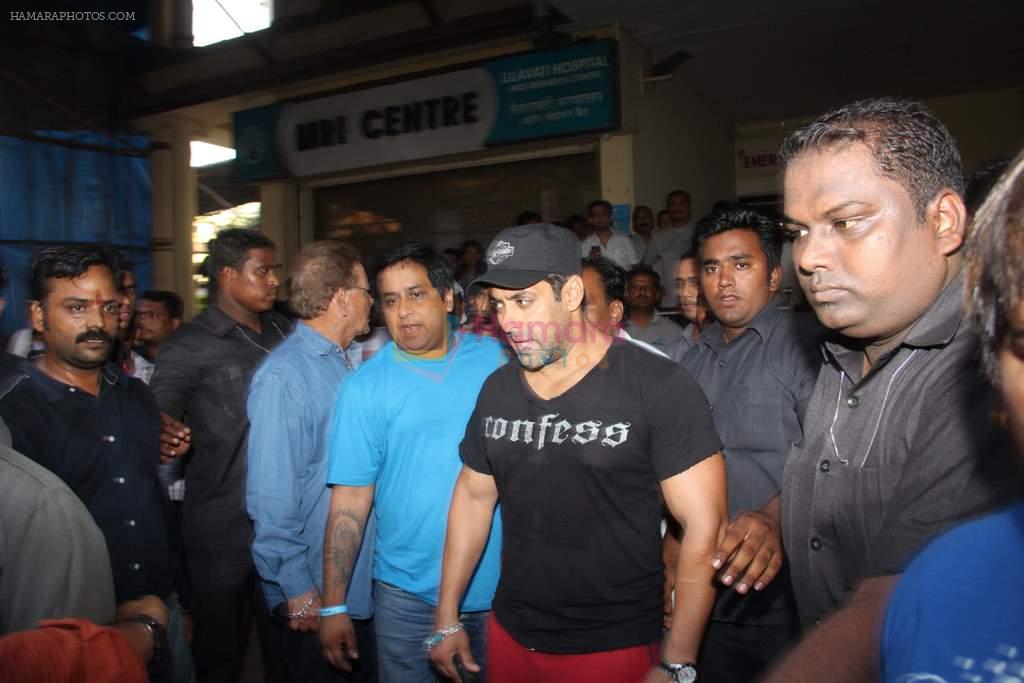 Salman Khan at Filmcity and Lilavati Hospital when Fire on the sets of Dabbang 2 on 23rd June 2012
