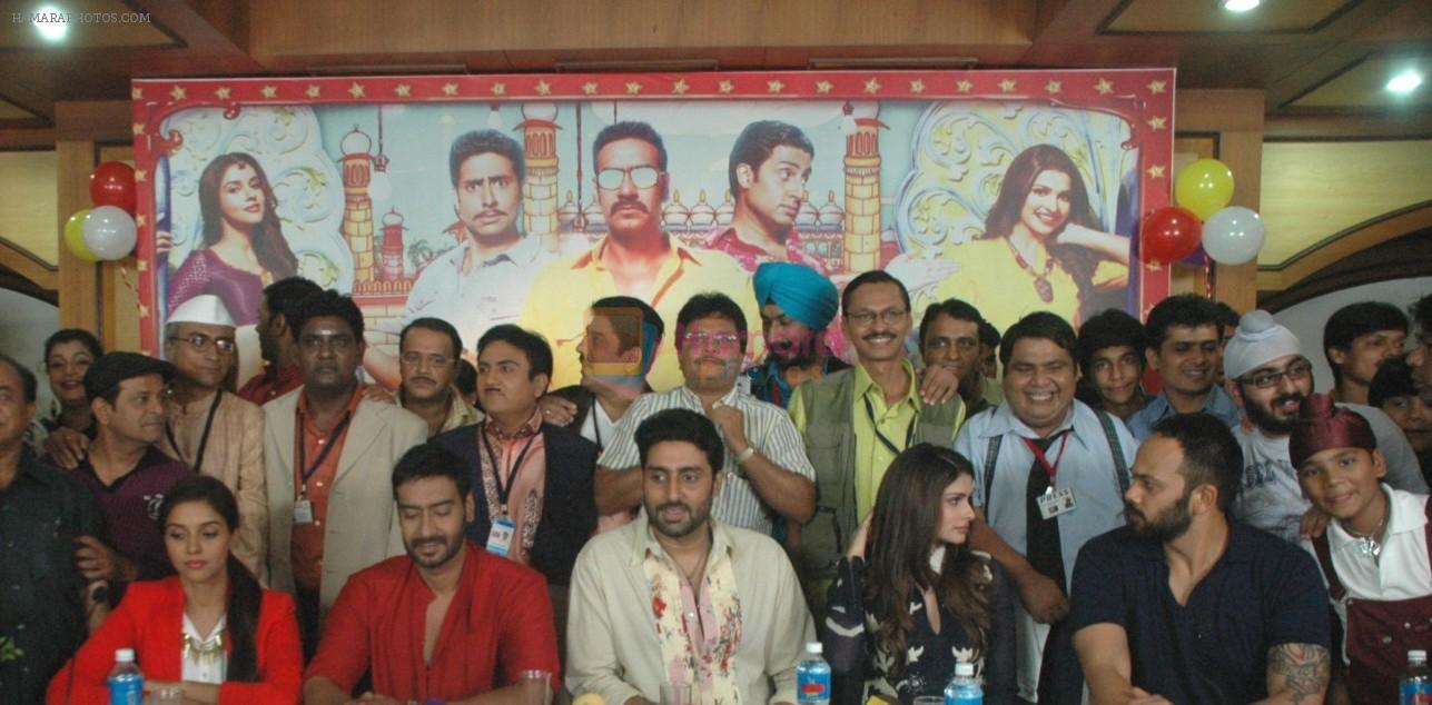 Abhishek Bachchan, Ajay Devgan, Asin Thottumkal, Rohit Shetty,Prachi Desai promote film Bol Bachchan on the sets of Taarak Mehta Ka Ooltah Chashmah in Andheri, Mumbai on 28th June 2012