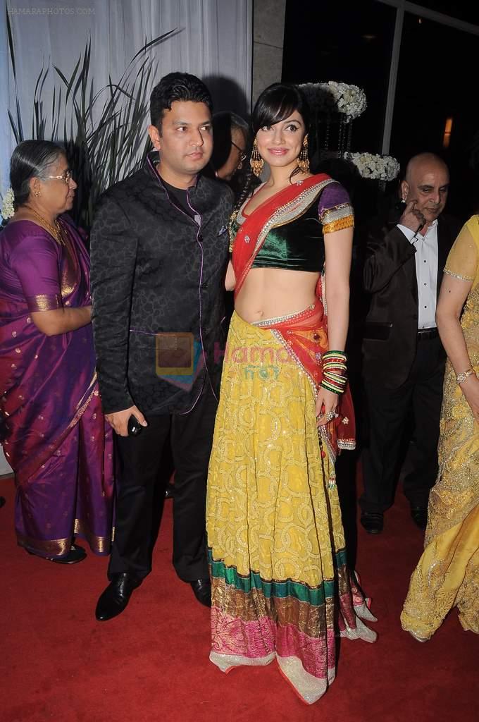 Divya Khosla Kumar, Bhushan Kumar at Esha Deol's wedding reception in five-star hotel,Mumbai on 30th June 2012