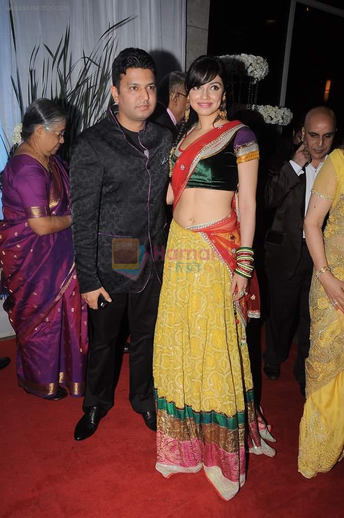 Divya Khosla Kumar, Bhushan Kumar at Esha Deol's wedding reception in five-star hotel,Mumbai on 30th June 2012