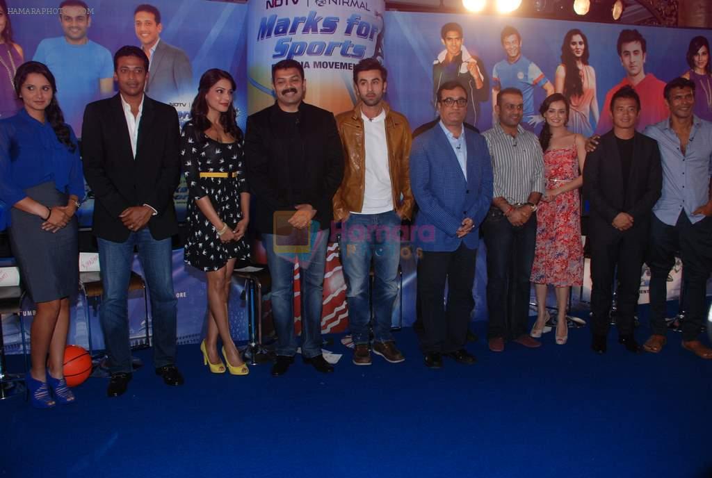 Sania Mirza, Mahesh Bhupathi, Bipasha Basu, Ranbir Kapoor, Virender Sehwag, Dia Mirza, Bhaichung Bhutia, Milind Soman at NDTV Marks for Sports event in Mumbai on 13th July 2012