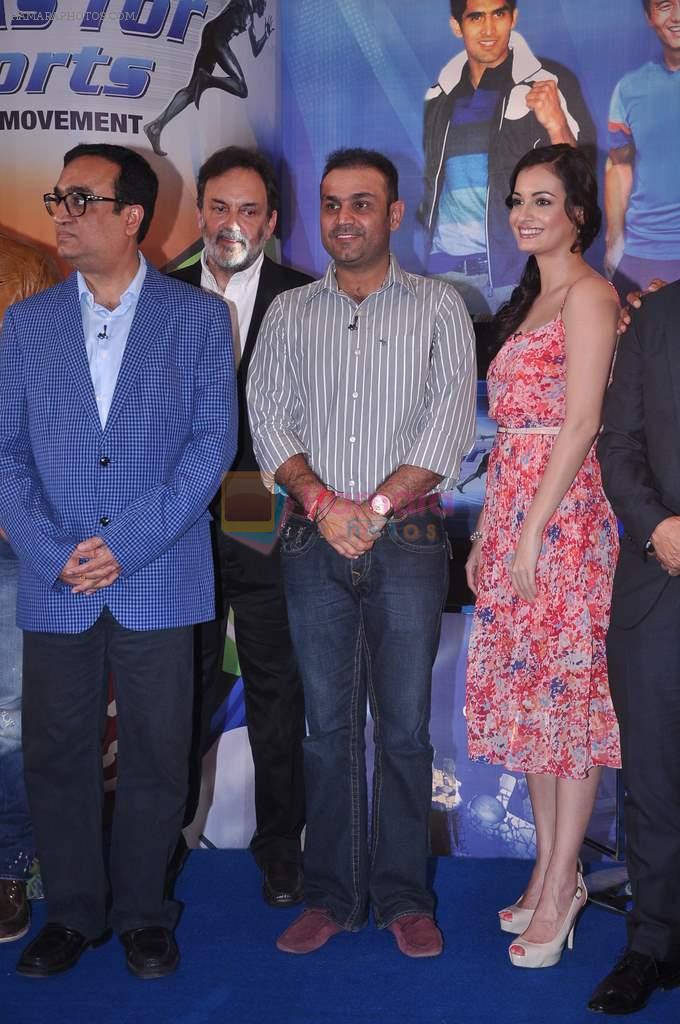 Virender Sehwag, Dia Mirza at NDTV Marks for Sports event in Mumbai on 13th July 2012