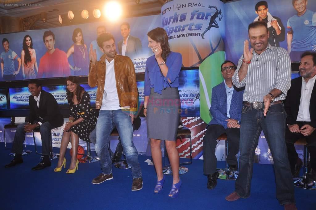 Sania Mirza, Mahesh Bhupathi, Bipasha Basu, Ranbir Kapoor, Virendra Sehwag at NDTV Marks for Sports event in Mumbai on 13th July 2012