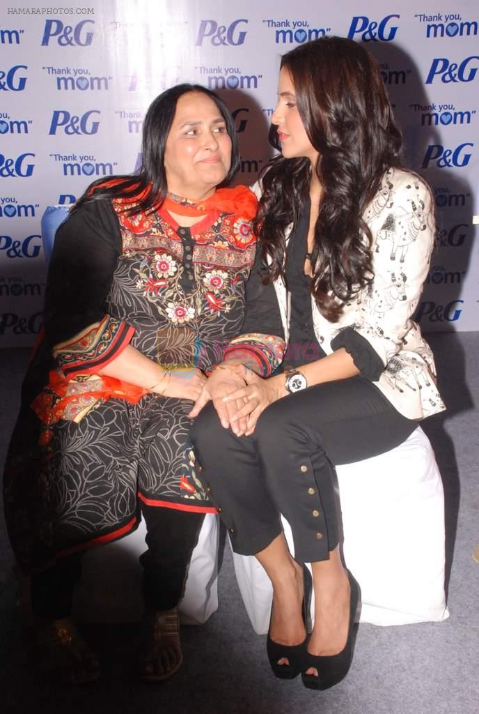 Neha Dhupia with her mom at Moms of Indian Olympics athletes organised by P & G in ITC, Parel on 21st July 2012