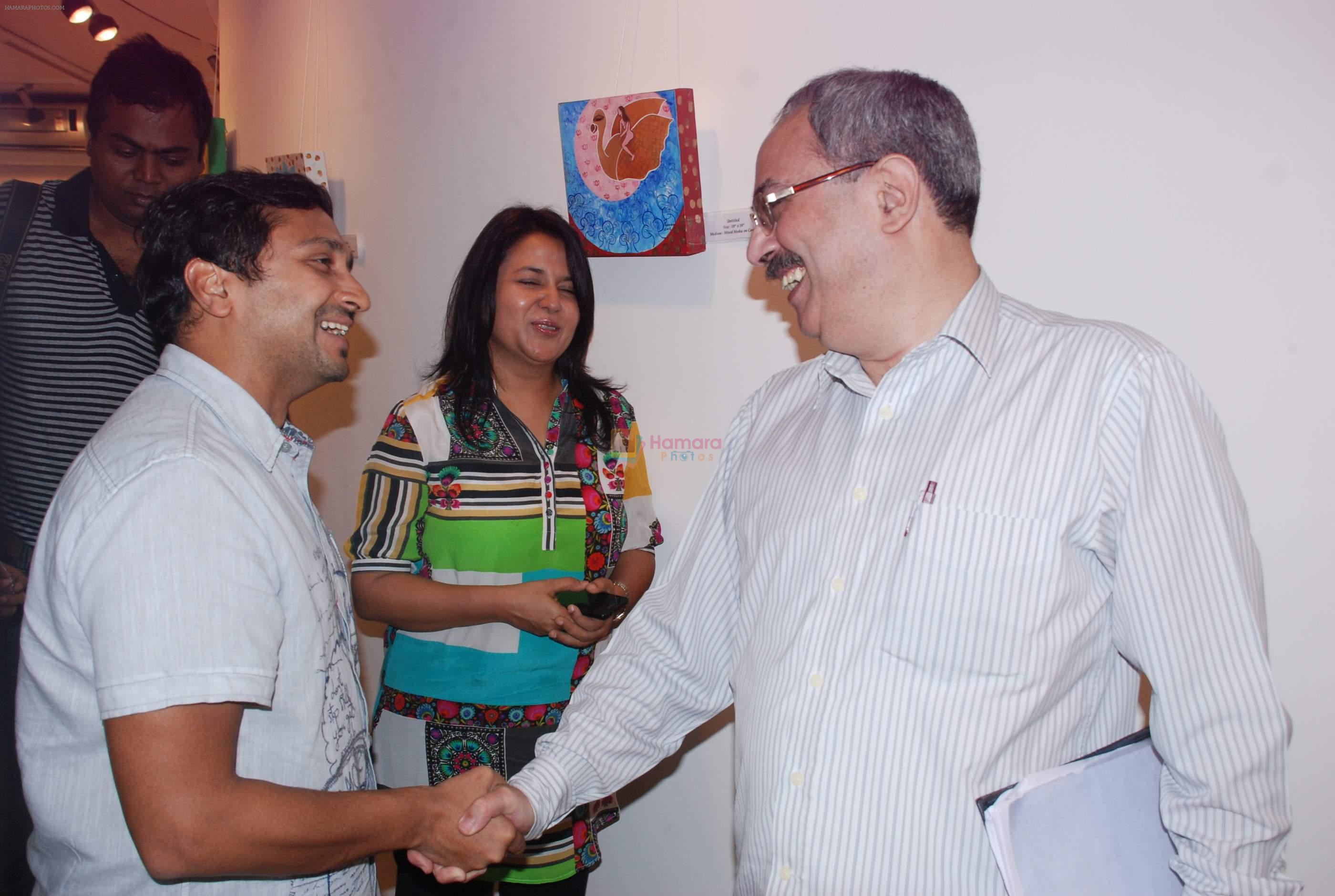 Vikas Agarwal and Adi Jehangir at Poonam Agarwal's Art Exhibition in Jehangir Art Gallery, Mumbai on 9th Aug 2012