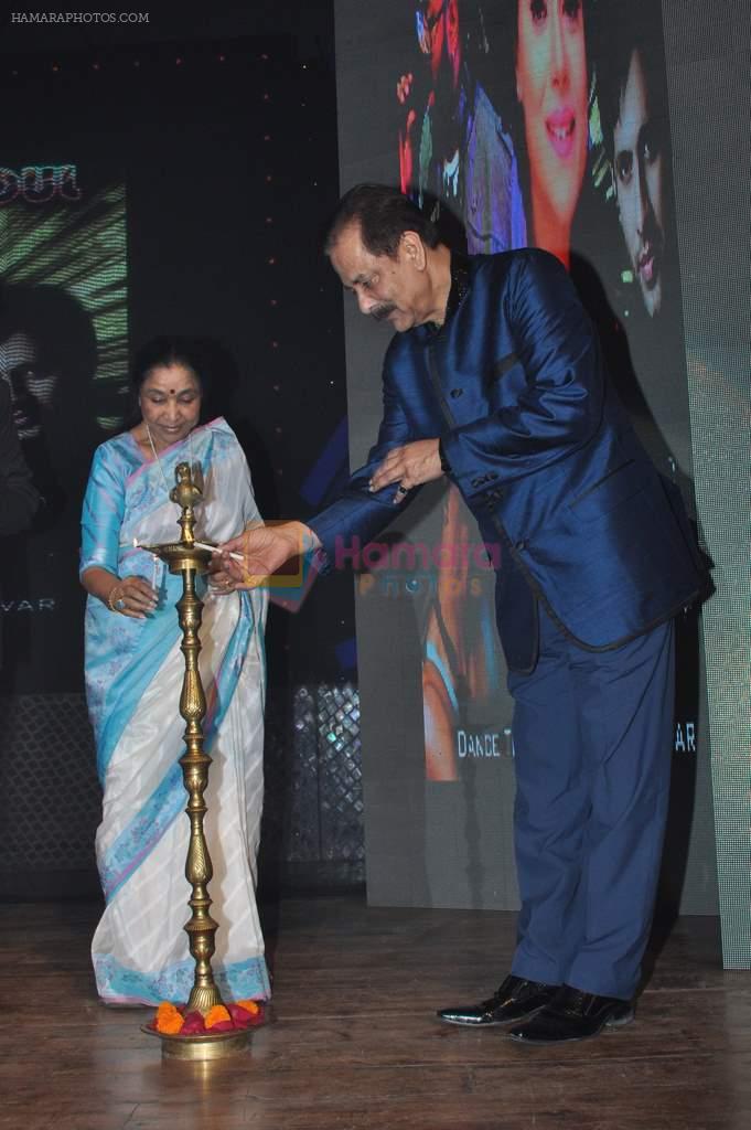 Asha Bhosle & Subrata Roy Lighting the Lamp at Krishendu sen album launch in Mumbai on 21st Aug 2012