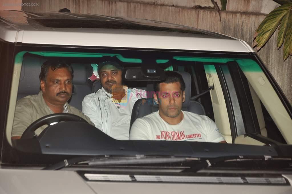 Salman Khan watches the Expendables in Ketnav,Mumbai on 25th Aug 2012