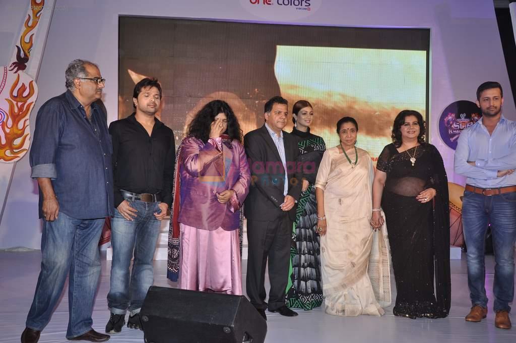 Himesh Reshammiya, Atif Aslam, Ayesha Takia, Asha Bhosle, Boney Kapoor at Sur Kshetra launch in Taj Land's End, Mumbai on 30th Aug 2012