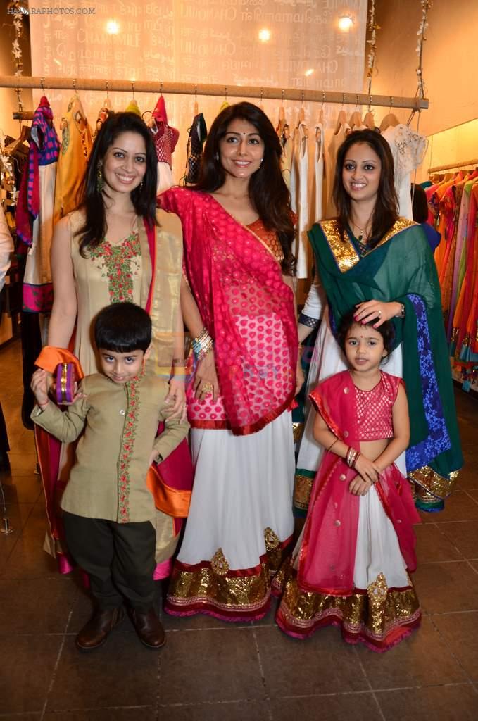 Oiendrila Ray, Kanchan Dhingra and Neelakshi Ray with their kids at Nee & Oink launch their festive kidswear collection at the Autumn Tea Party at Chamomile in Palladium, Mumbai ON 11th Sept 2012