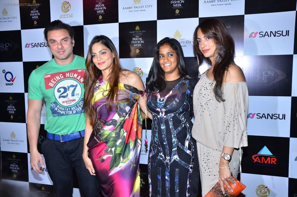 Sohail Khan, Arpita Khan, Alvira Khan at  Shane Falguni show at Aamby Valley India Bridal Fashion Week 2012 Day 5 in Mumbai on 16th Sept 2012