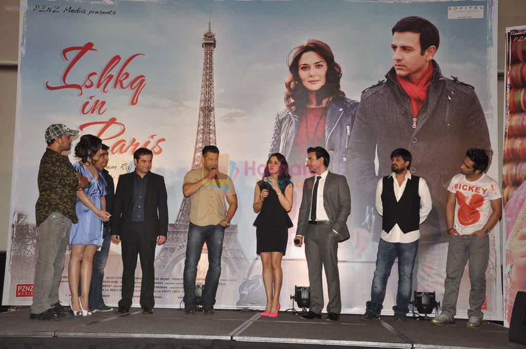 Kishan Kumar, Rhehan Malliek, Preity Zinta, Salman Khan, Prem Raj, Sajid, Wajid at the Audio release of Ishkq In Paris in Mumbai on 17th Sept 2012