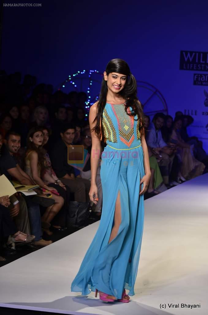 Sarah Jane Dias walk the ramp for Surily Goel Show at Wills Lifestyle India Fashion Week 2012 day 1 on 6th Oct 2012