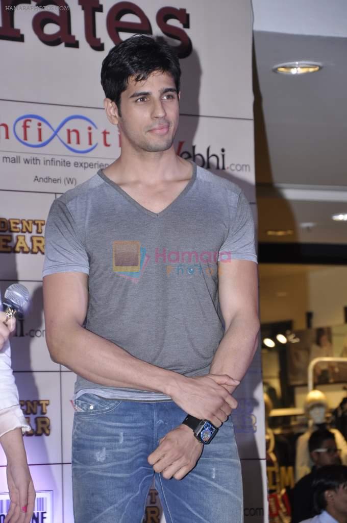 Siddharth Malhotra unveil the merchandise of their film Student of the year in Infinity Mall on 9th Oct 2012