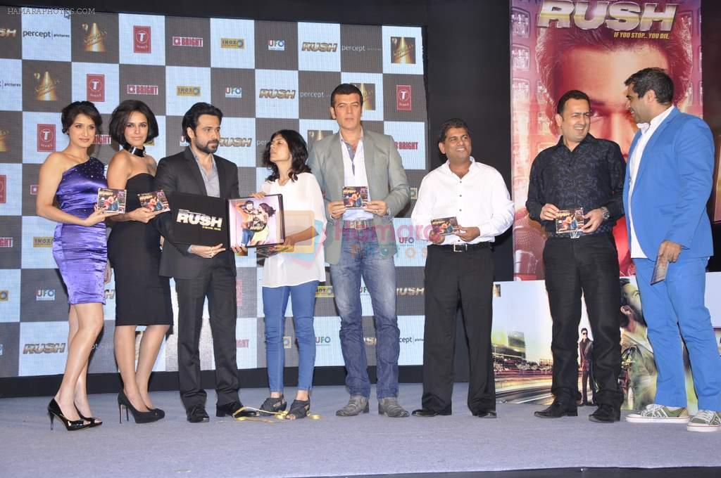 Neha Dhupia, Emraan Hashmi, Sagarika Ghatge, Aditya Pancholi at the music launch of film Rush in Mumbai on 8th Oct 2012