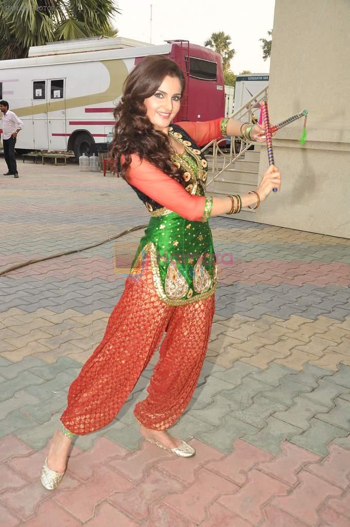 Monica Bedi at Star Plus Dandia shoot in Malad, Mumbai on 15th Oct 2012