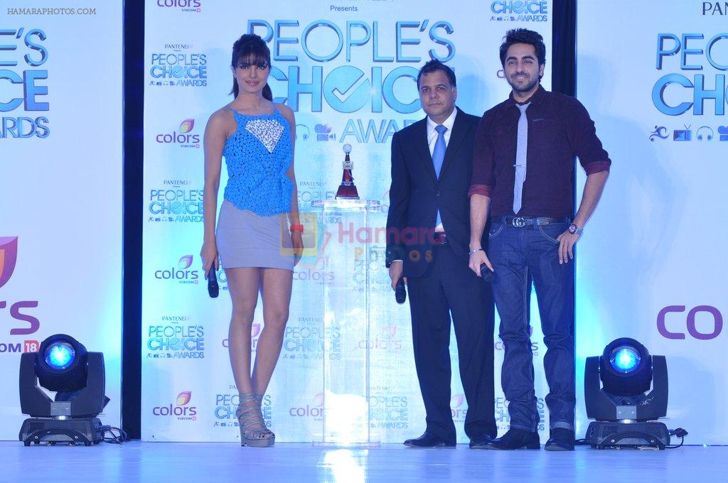 Priyanka Chopra, Ayushman Khurana at the launch of People's Choice Awards in ITC Grand Maratha, Mumbai on 17th Oct 2012