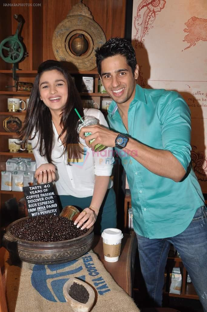 Alia Bhatt, Siddharth Malhotra at Student of the year launch Starbucks new shop in Mumbai on 24th Oct 2012