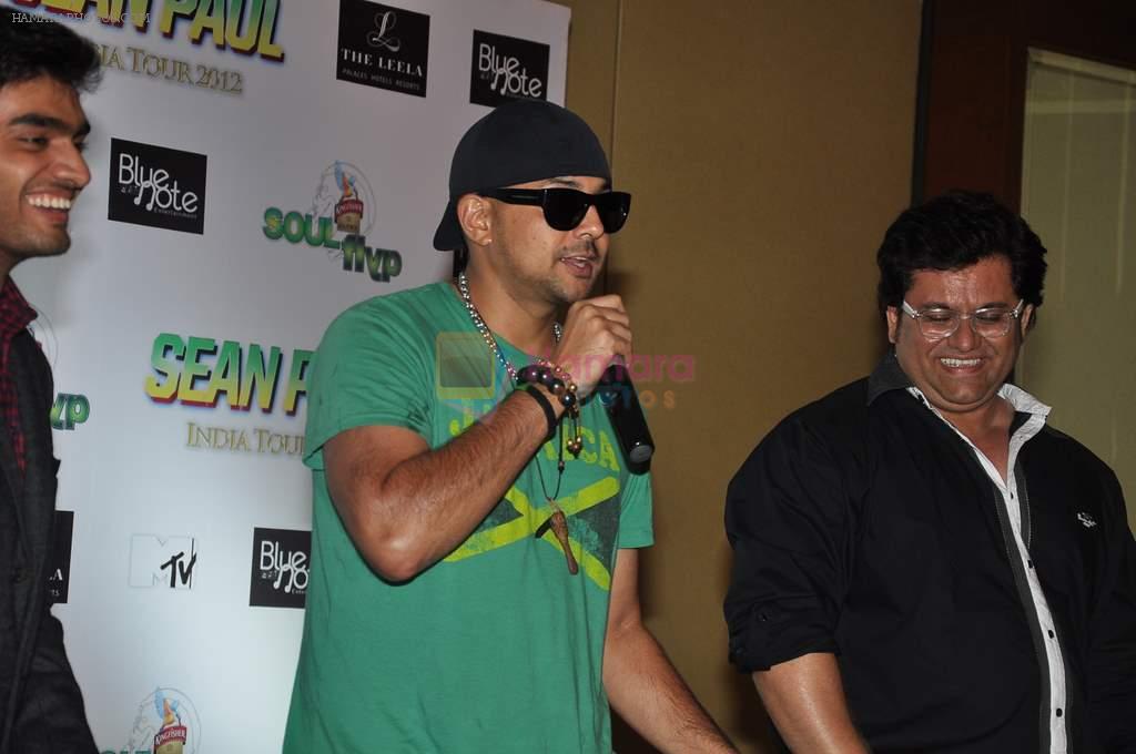 Sean Paul concert and press meet in Mumbai on 3rd Nov 2012