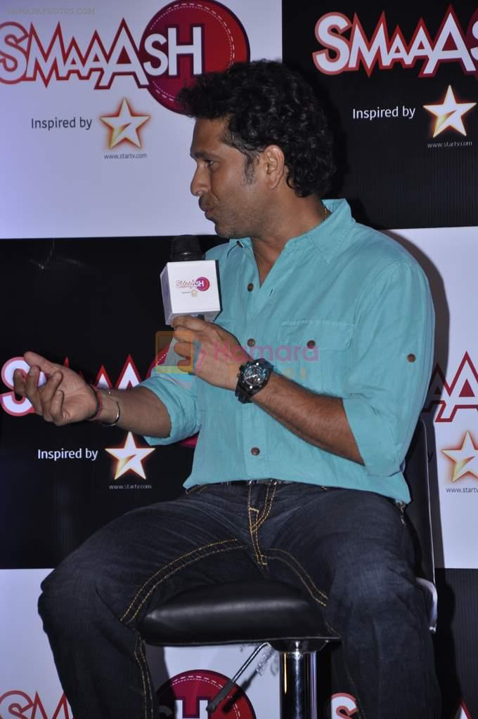Sachin Tendulkar at SMAASH entertainment centre launch in Phoenix Mill, Mumbai on 5th Nov 2012