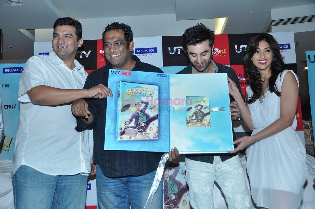 Ranbir Kapoor, Siddharth Roy Kapur, Anurag Basu, Ileana D'Cruz at Barfi Dvd Launch in Reliance, Mumbai on 9th Nov 2012