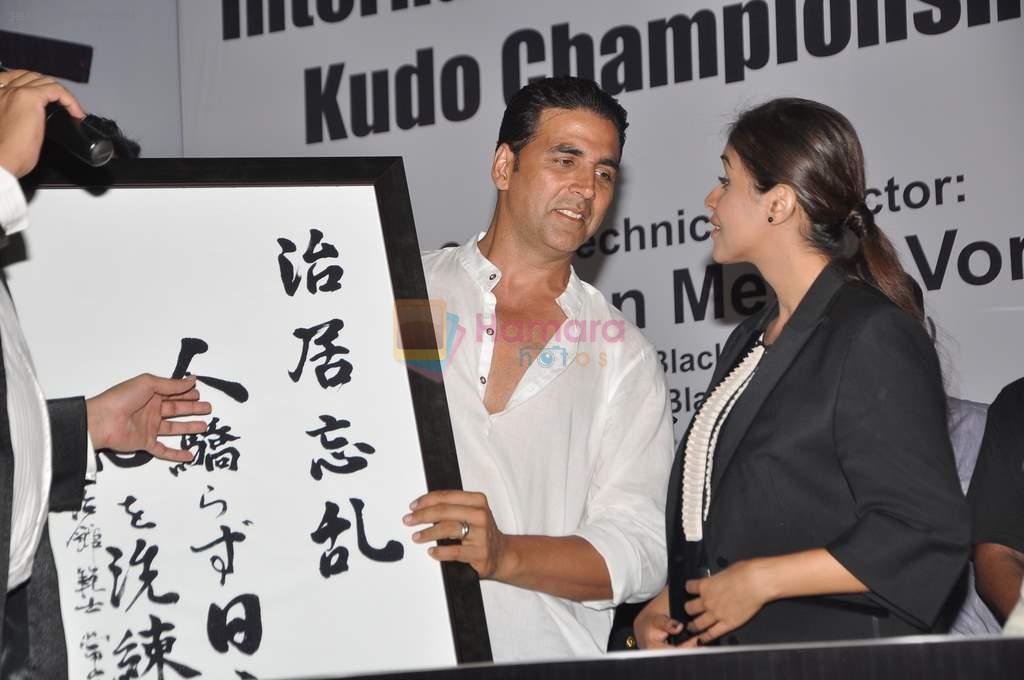 Akshay Kumar and Asin Thottumkal at Kudo champinship in Andheri Sports Complex, Mumbai on 11th Nov 2012