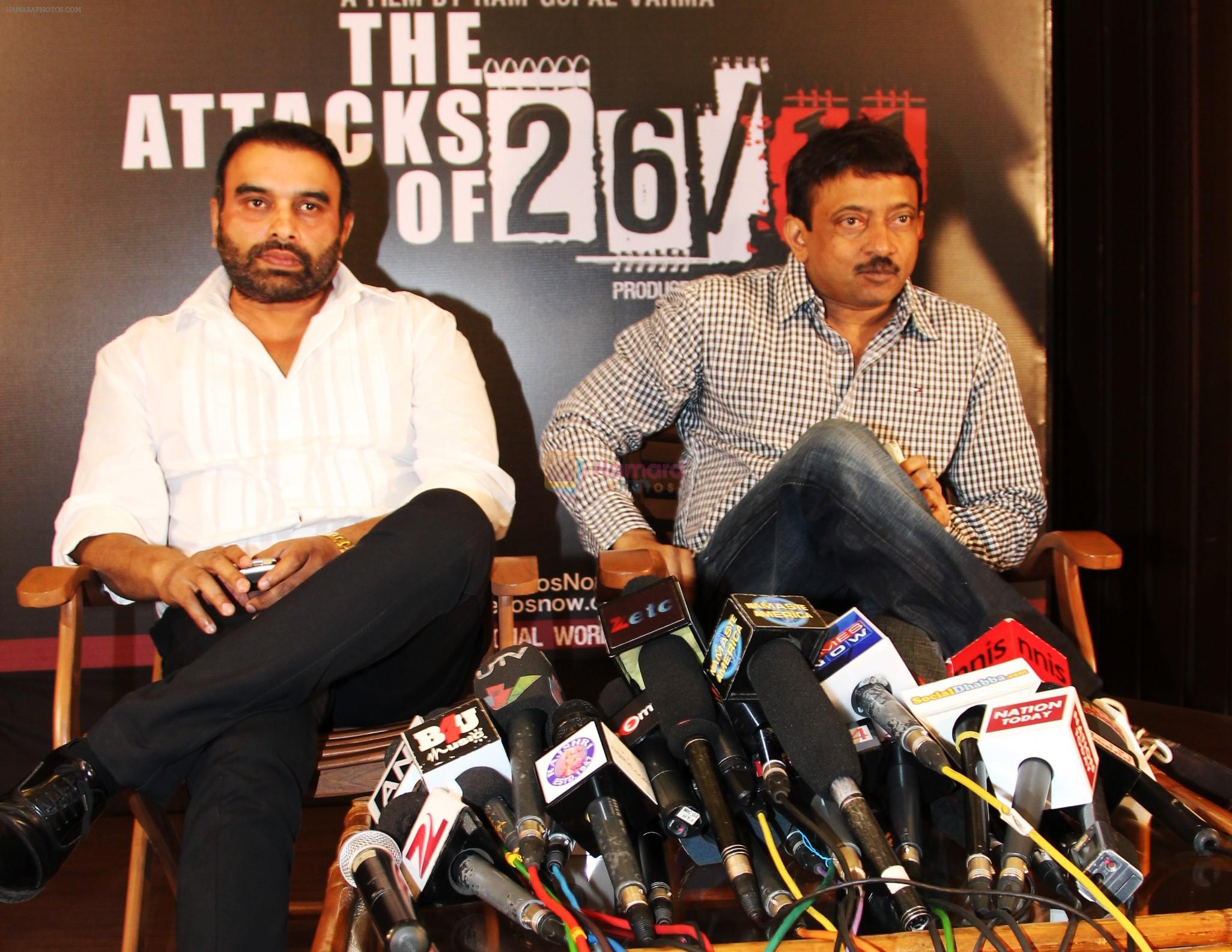 Parag Sanghavi and Ram Gopal Varma at the first look of The Attacks of 26-11 in Nehru Auditorium on 23rd Nov 2012