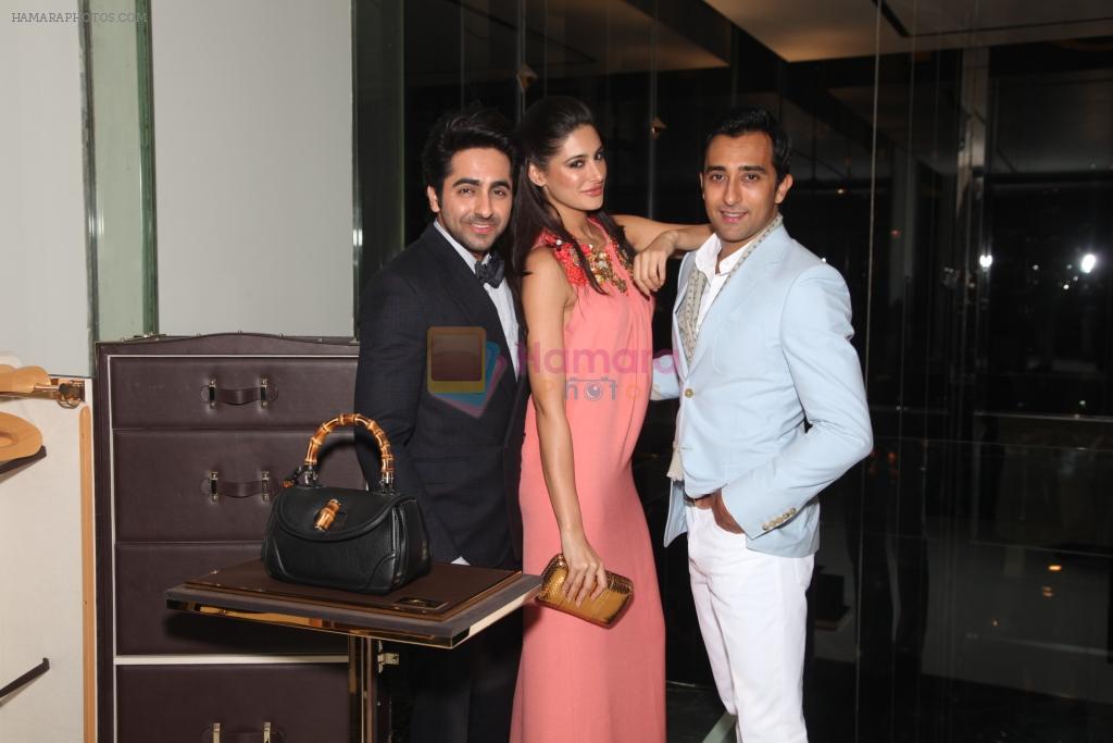 Ayushmann Khurrana, Nargis Fakhri and Rahul Khanna at GUCCI celebrates the opening of its fifth store in India in Gurgaon on 23rd Nov 2012