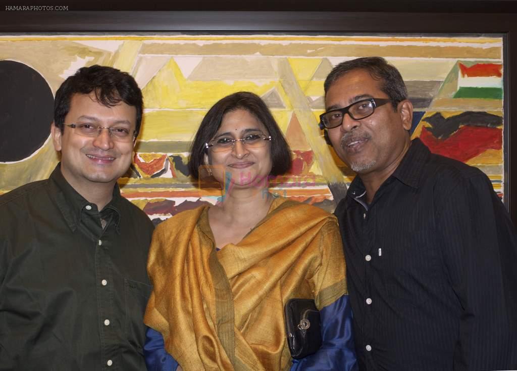 Ranjit Hoskote, Vidya Kamat, Baiju Parthan  at SH Raza art show in Jehangir, Mumbai on 27th Nov 2012