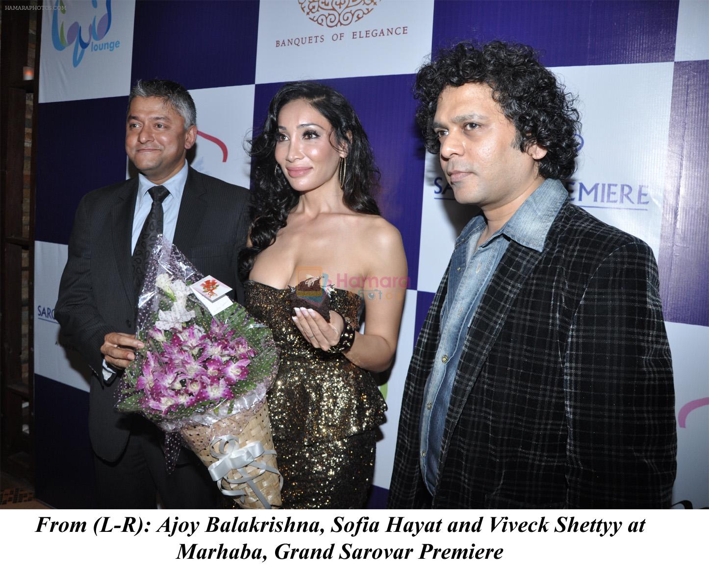 Ajoy Balakrishna, Sofia Hayat and Viveck Shettyy at Marhaba, Grand Sarovar Premiere