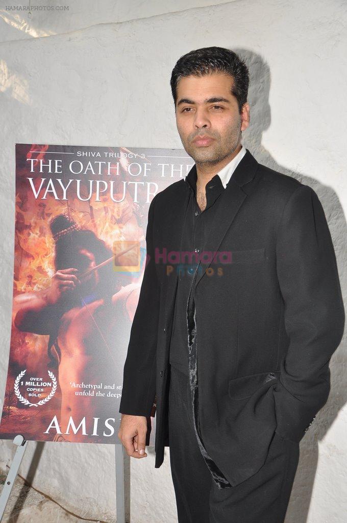 Karan Johar launches the Cover of Amish's eagerly anticipated 3rd book in the Shiva Trilogy, The Oath of the Vayuputras in Mumbai on 27th Dec 2012