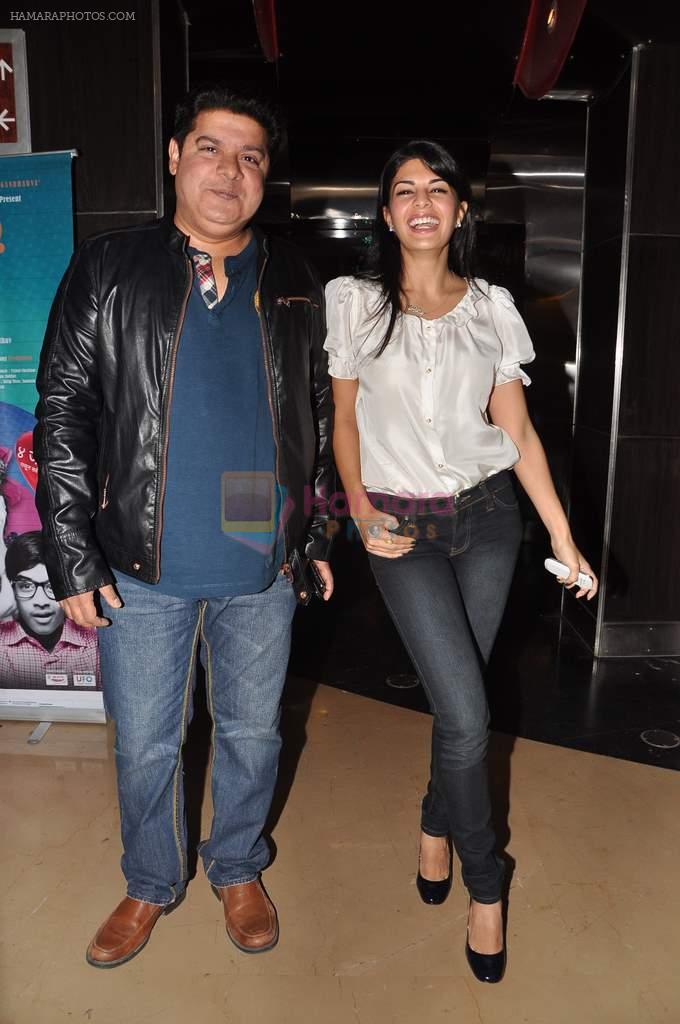 Sajid Khan, Jacqueline Fernandez at Balak Palak premiere hosted by Reitesh Deshmukh in PVR, Mumbai on 2nd Jan 2013